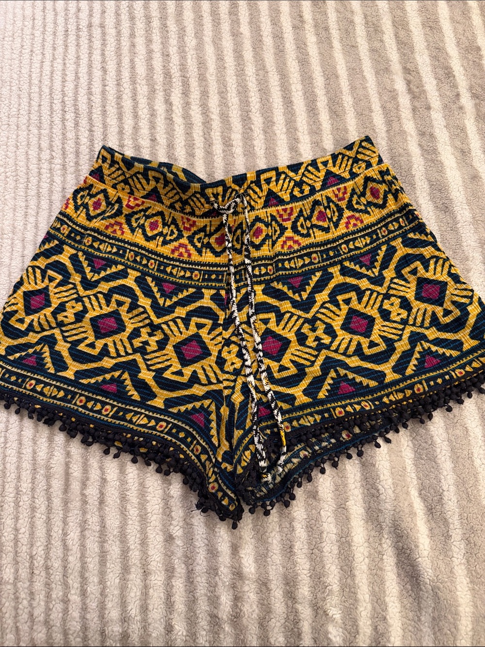 Xhilaration Yellow and Navy Ikat-Style Swim Coverup Shorts